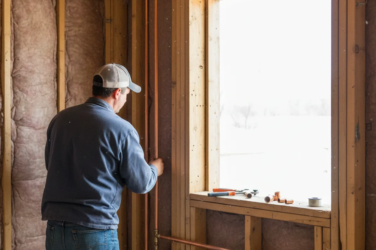 Licensed plumber running new copper supply lines in a Constableville home